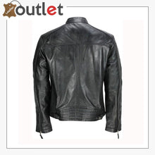 Load image into Gallery viewer, Men's Black Vintage Biker Style Waxed Sheep Skin Fashion Jacket