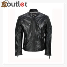 Load image into Gallery viewer, Men's Black Vintage Biker Style Waxed Sheep Skin Fashion Jacket