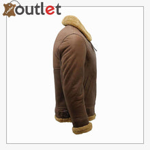 Load image into Gallery viewer, Men's Brown B3 Shearling Sheepskin WW2 Bomber Leather Flying Aviator Jacket - Leather Outlet