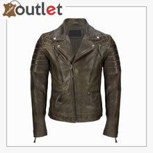 Load image into Gallery viewer, Men's Brown Sheep Leather Vintage Style Biker Fashion Casual Leather Jacket - Leather Outlet