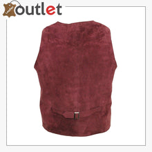 Load image into Gallery viewer, Men's Goat Suede Classic Smart Burgundy Leather Waistcoat - Leather Outlet