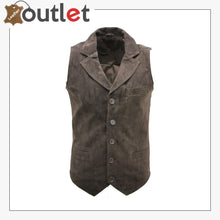 Load image into Gallery viewer, Men's Smooth Goat Suede Classic Smart Brown Leather Waistcoat Vest - Leather Outlet