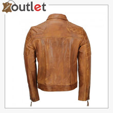 Load image into Gallery viewer, Men's Tan Sheep Leather Vintage Style Biker Fashion Casual Leather Jacket - Leather Outlet