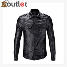 Load image into Gallery viewer, Casual Real Sheep Leather Full Sleeves Police Shirt for Mens