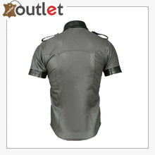 Load image into Gallery viewer, Men's Genuine Leather Grey Half Sleeves Shirt