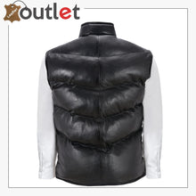 Load image into Gallery viewer, Men's Puffer Leather Black Casual Vest Leather Outlet
