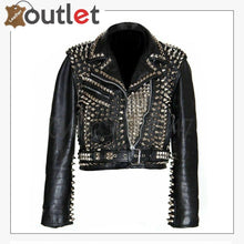 Load image into Gallery viewer, Mens Black Fashion Studded Style Leather Jacket