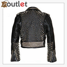Load image into Gallery viewer, Mens Black Fashion Studded Style Leather Jacket