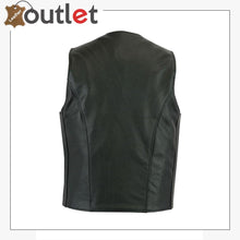 Load image into Gallery viewer, Mens Black Plain Real Leather Vest - Leather Outlet