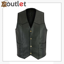 Load image into Gallery viewer, Mens Black Plain Real Leather Vest - Leather Outlet
