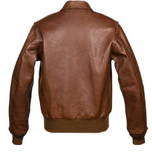 Load image into Gallery viewer, Military A-2 Bomber Brown Leather Jacket Leather Outlet