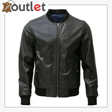 Load image into Gallery viewer, Mens Lambskin Leather Motorcycle Bomber Jacket