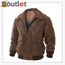 Load image into Gallery viewer, Mens Leather Flight Bomber Jacket