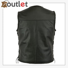 Load image into Gallery viewer, Mens Leather Vest Buckle Motorbike Vest