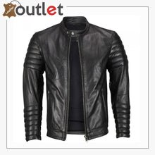 Load image into Gallery viewer, Mens Moto Snap Collar Biker Fashion Leather jacket - Leather Outlet