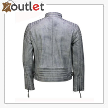 Load image into Gallery viewer, Mens Real Leather Antique Wash Retro Vintage Style Biker Jacket Slim Fit Bomber