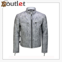 Load image into Gallery viewer, Mens Real Leather Antique Wash Retro Vintage Style Biker Jacket Slim Fit Bomber