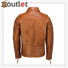Load image into Gallery viewer, Classic Collar Retro Zip Up Biker Style Smart Slim Fit Mens Real Leather Jacket - Leather Outlet