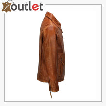 Load image into Gallery viewer, Classic Collar Retro Zip Up Biker Style Smart Slim Fit Mens Real Leather Jacket - Leather Outlet
