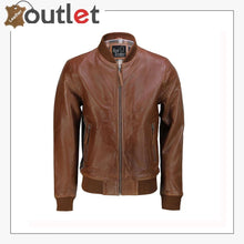 Load image into Gallery viewer, Mens Tan Soft Real Leather Smart Casual Vintage Bomber Biker Style Jacket