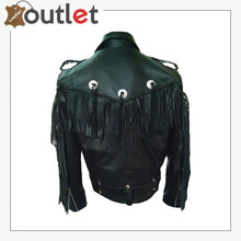 Load image into Gallery viewer, Mens Western Genuine Leather Cowboy Biker Fringed Jacket