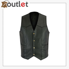 Load image into Gallery viewer, Mens Black Plain Real Leather Vests
