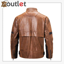 Load image into Gallery viewer, Mens Fashion Leather Motorcycle Jacket Brown Biker Stand Collar