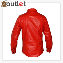 Load image into Gallery viewer, Red Mens Genuine Leather Red Police Shirt