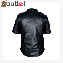 Load image into Gallery viewer, Handmade Mens Real Leather Black Police Shirt for Sale