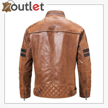 Load image into Gallery viewer, Motorcycle Fashion Leather Jacket Brown For Mens