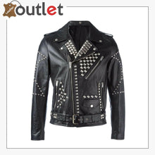 Load image into Gallery viewer, New Handmade Men's Black Fashion Studded Punk Style Leather Jacket