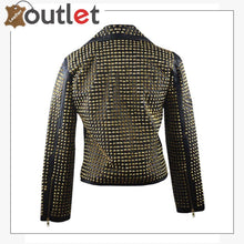 Load image into Gallery viewer, Personalized Zipper Short Studded Leather Jacket - Leather Outlet