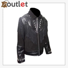 Laden Sie das Bild in den Galerie-Viewer, Real Black Western Leather Jacket For Men