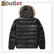 Laden Sie das Bild in den Galerie-Viewer, Real Quality Black Mens V Bomber Leather Jacket - Leather Outlet