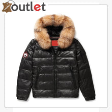 Laden Sie das Bild in den Galerie-Viewer, Real Quality Black Mens V Bomber Leather Jacket - Leather Outlet