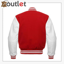 Load image into Gallery viewer, Red Wool & White Leather Sleeves jacket