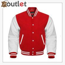 Load image into Gallery viewer, Red Wool & White Leather Sleeves jacket