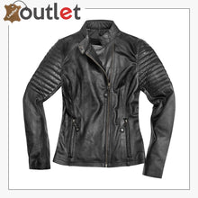 Laden Sie das Bild in den Galerie-Viewer, Shona Ladies Motorcycle Leather Jacket for Womens
