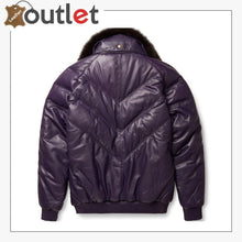 Load image into Gallery viewer, Stylish Look Purple Leather V Bomber Jacket