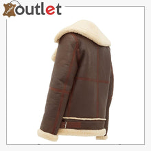 Load image into Gallery viewer, Women Coffee Brown Shearling Leather Jacket