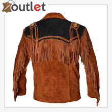 Load image into Gallery viewer, Western Cowboy Men's Brown Fringed Suede Leather Jacket - Leather Outlet
