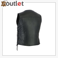 Load image into Gallery viewer, Womens Black Pocket Cowhide Leather Motorcycle Biker Vest
