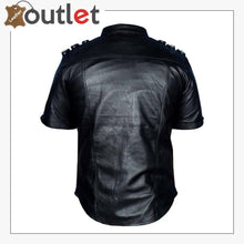 Load image into Gallery viewer, Womens Real Leather Black Police Shirt Handmade Leather Shirt - Leather Outlet