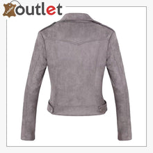 Load image into Gallery viewer, Womens Stylish Notched Collar Oblique Zip Leather Bomber Jacket