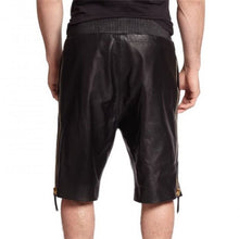 Load image into Gallery viewer, Genuine Lambskin Black Leather Shorts for Men Leather Outlet