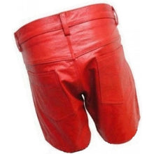 Load image into Gallery viewer, Men Casual Outwear Real Sheepskin Red Leather Shorts Leather Outlet