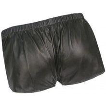 Load image into Gallery viewer, Men Front Zip Closure Real Sheepskin Black Leather Shorts Leather Outlet