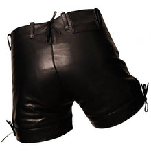 Load image into Gallery viewer, Men Unique Fashion Real Sheepskin Black Leather Shorts Leather Outlet