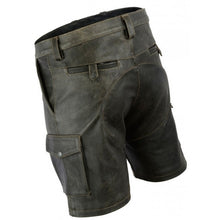 Load image into Gallery viewer, Mens Double Front Zipper Antique Leather Cargo Shorts Leather Outlet