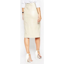 Load image into Gallery viewer, Womens Stylish Slimfit Genuine White Leather Partywear Skirt Leather Outlet